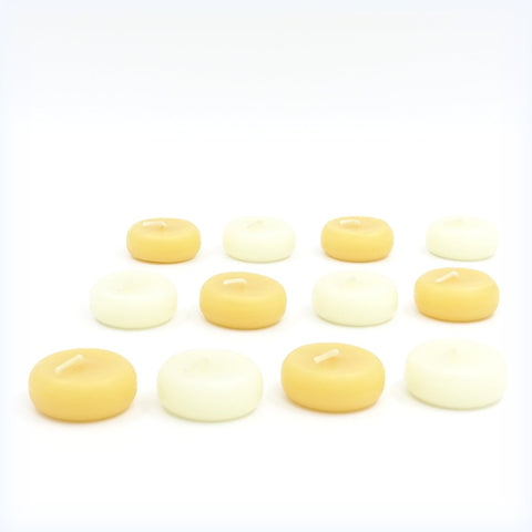 Beeswax Floating Candles, Round Shaped Mix Color Candles for Vases, Centerpieces at Wedding, Party, Pool, Holidays - BCandle