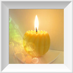 Spiral Ball Candle 100% Beeswax - 3x3" with Square Porcelain Candle Plate - BCandle